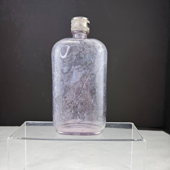 Vintage Purple Tint Glass Medicine Bottle With Screw Top - Picture 3 of 14